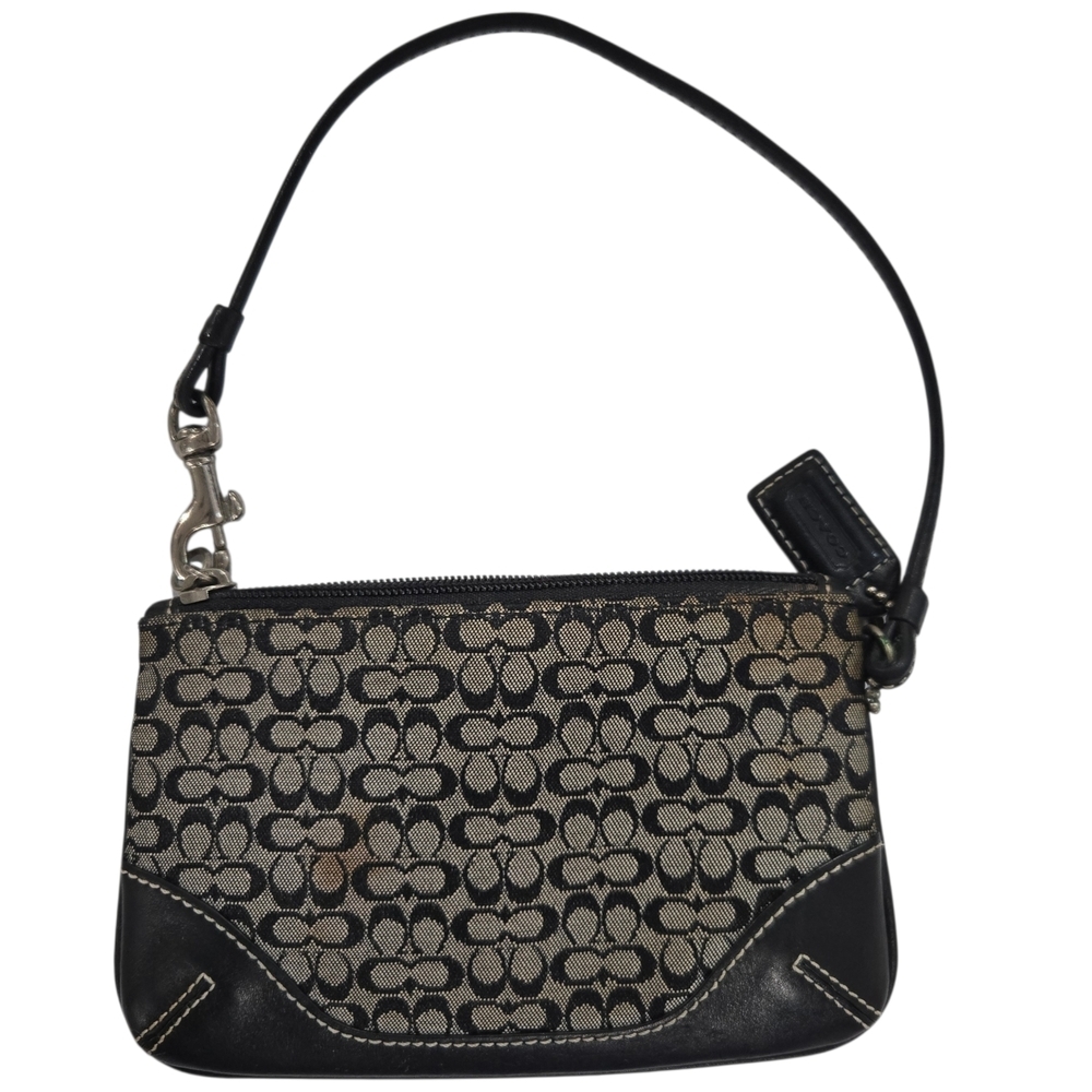 COACH Black and Gray Patterned Wristlet 6.5x4" Preloved